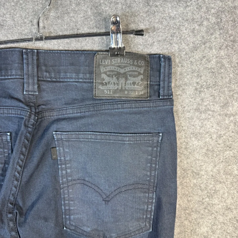 Levi Strauss 511 Dark Wash Slim Fit Men Jeans W32 L34 Button Fly‎
